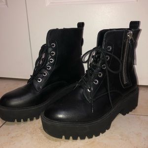 black shiny zip-up boots!